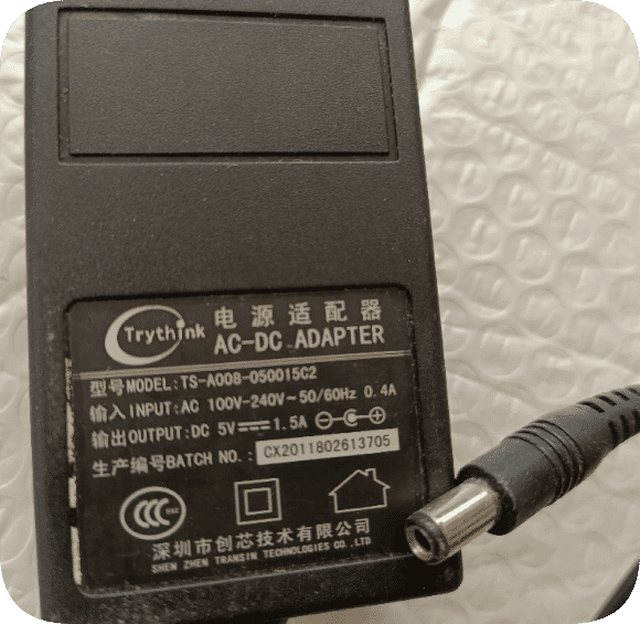 *Brand NEW*Trythink TS-A008‑050015C2 AC-DC Power Adapter 5V 1.5A 7.5W, 5.5*2.1mm Barrel Plug Power Supply
